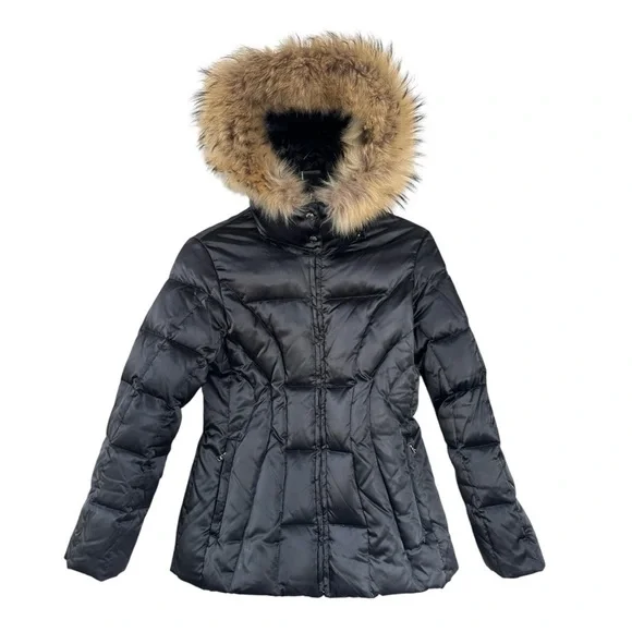 Andrew Marc Down Puffer Jacket with Fur Hood Size Small - Picture 4 of 8